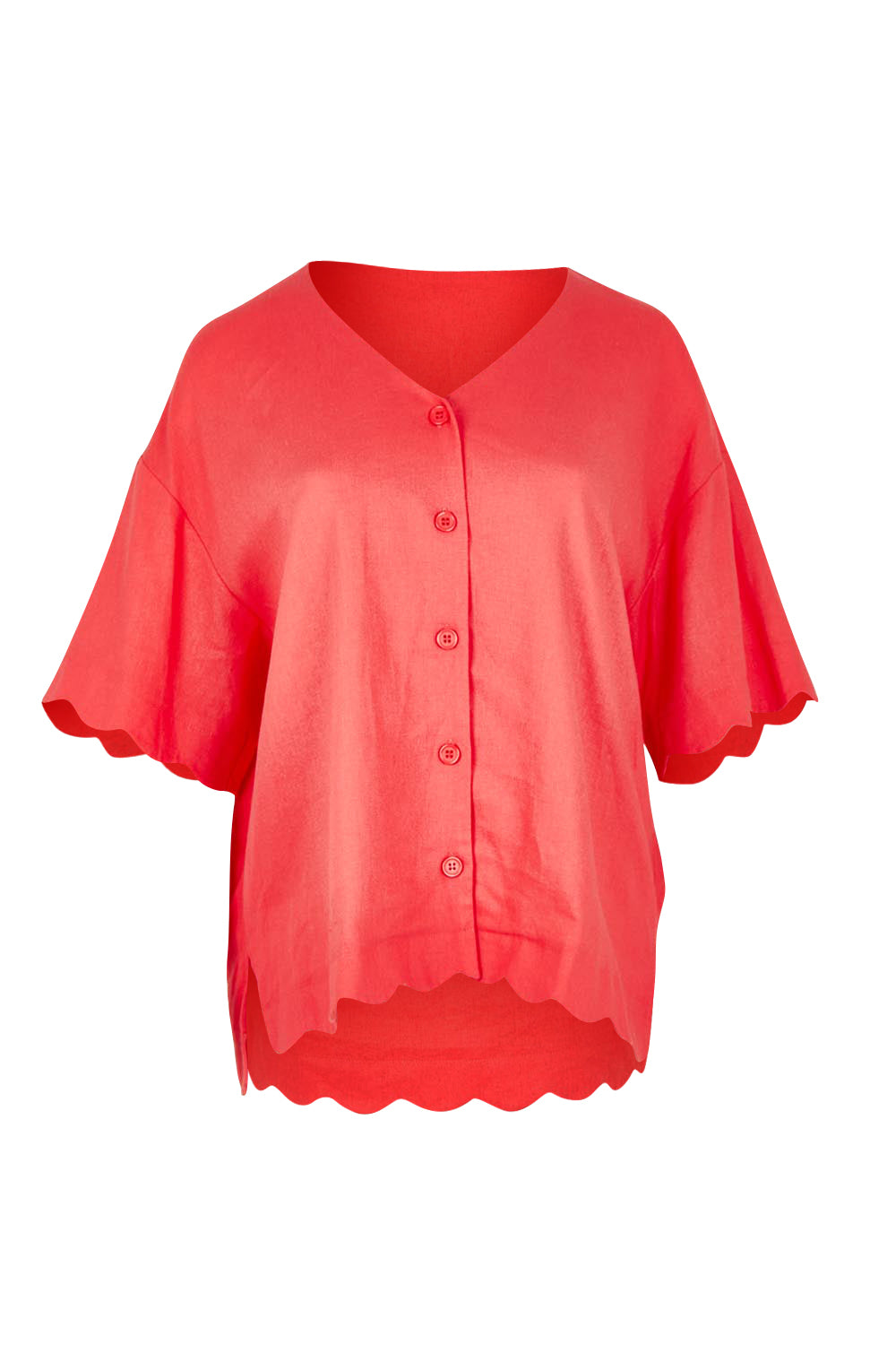 Product shot of the Scarlett Shirt in colour Red (Red), from the front