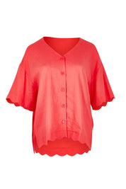 Product shot of the Scarlett Shirt in colour Red (Red), from the front
