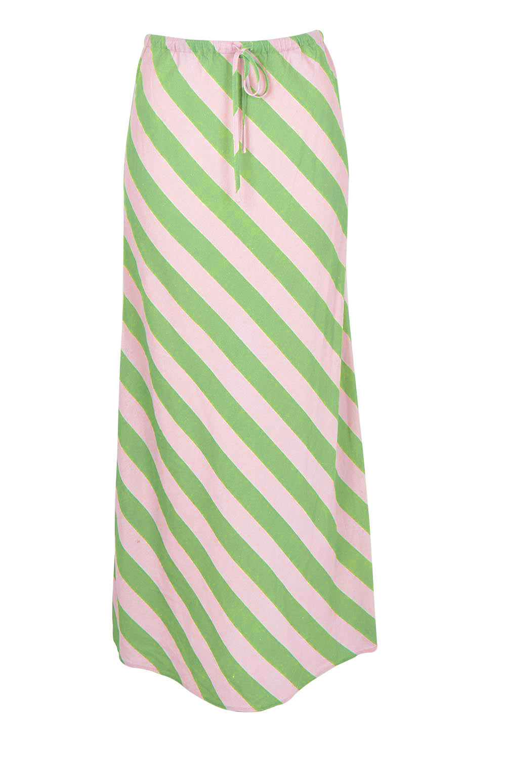 Product shot of the Brooke Bias Skirt in colour Greenpink (Green), from the front