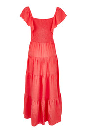 Product shot of the Sadie Dress in colour Red (Red), from the back