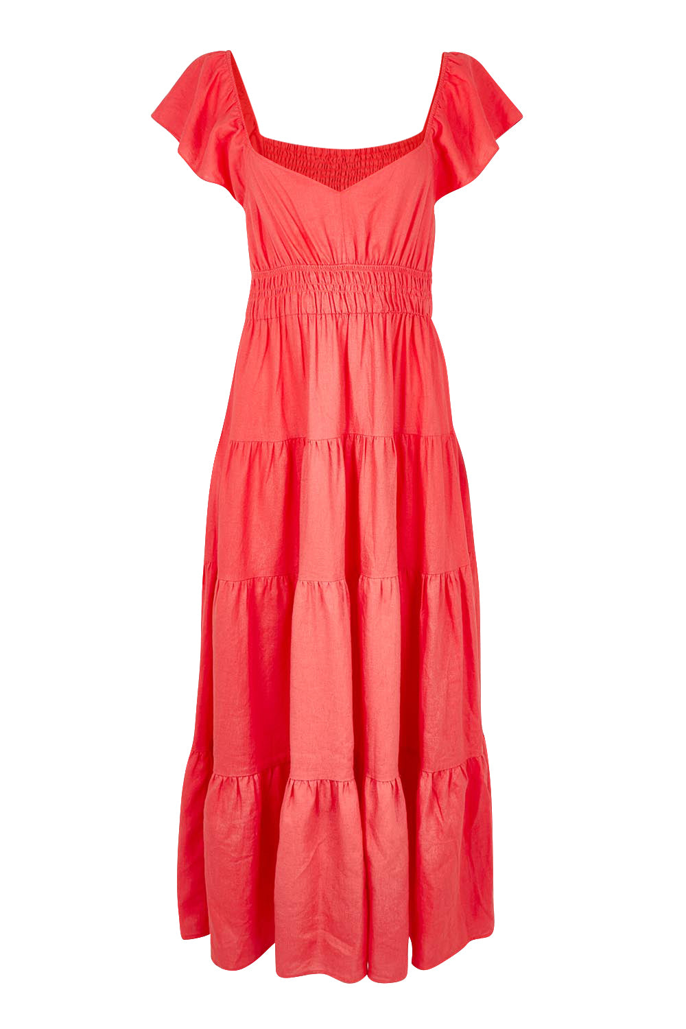 Product shot of the Sadie Dress in colour Red (Red), from the front