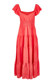 Product shot of the Sadie Dress in colour Red (Red), from the front