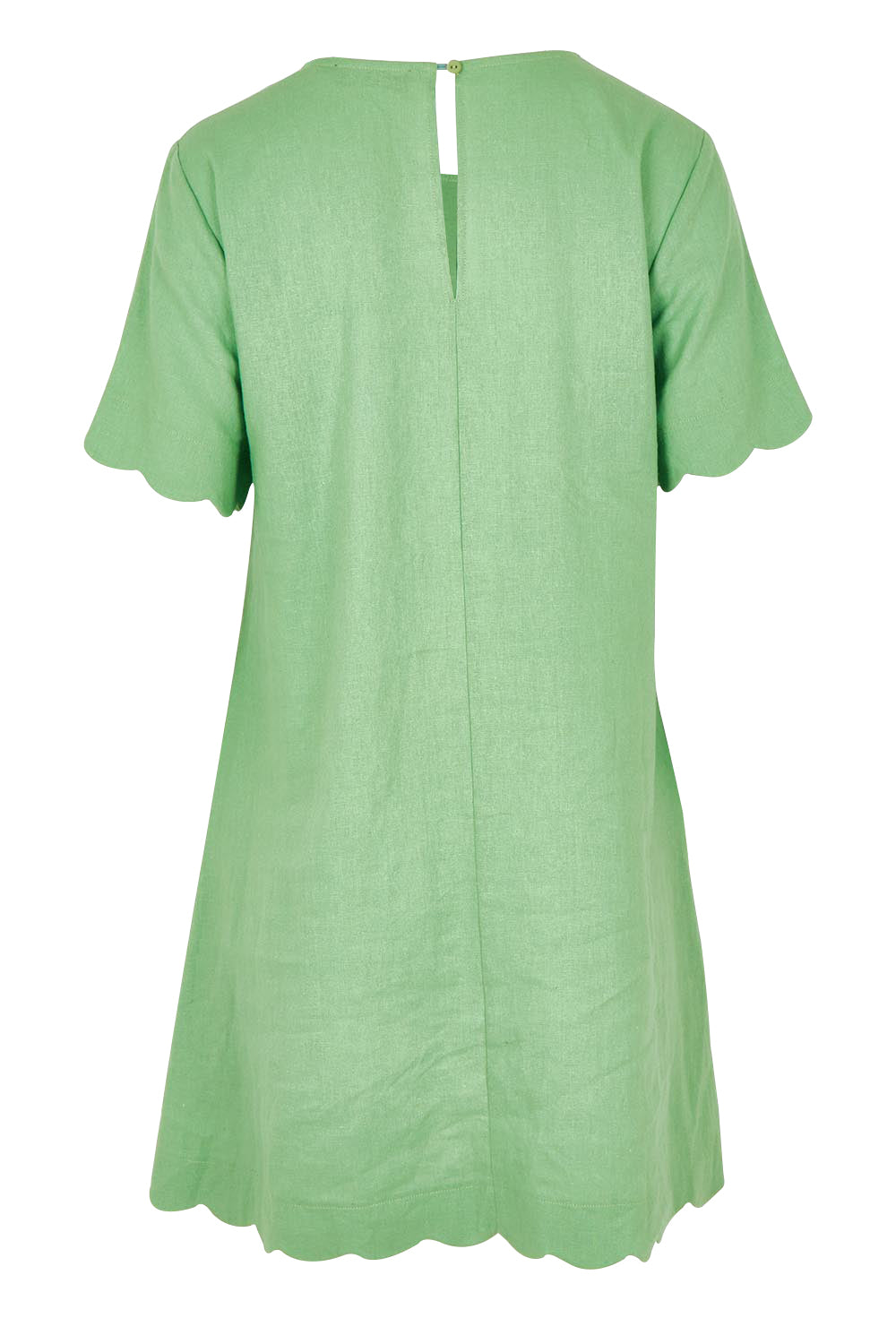 Product shot of the Dawn Shift Dress in colour Green (Green), from the back