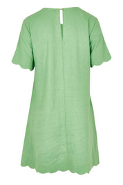 Product shot of the Dawn Shift Dress in colour Green (Green), from the back
