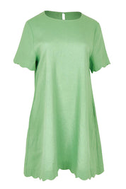 Product shot of the Dawn Shift Dress in colour Green (Green), from the front