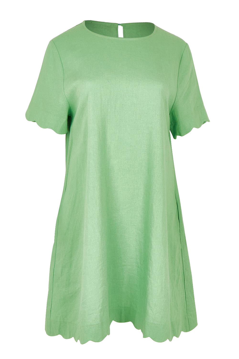 Product shot of the Dawn Shift Dress in colour Green (Green), from the front