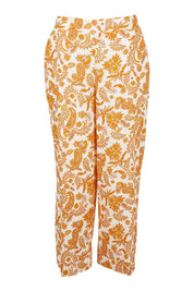 Product shot of the Parker Pant in colour Paisley (White), from the front