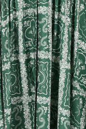 Product shot of the Dahlia Dress in colour Floral (Green), detail