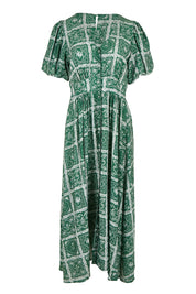 Product shot of the Dahlia Dress in colour Floral (Green), from the front