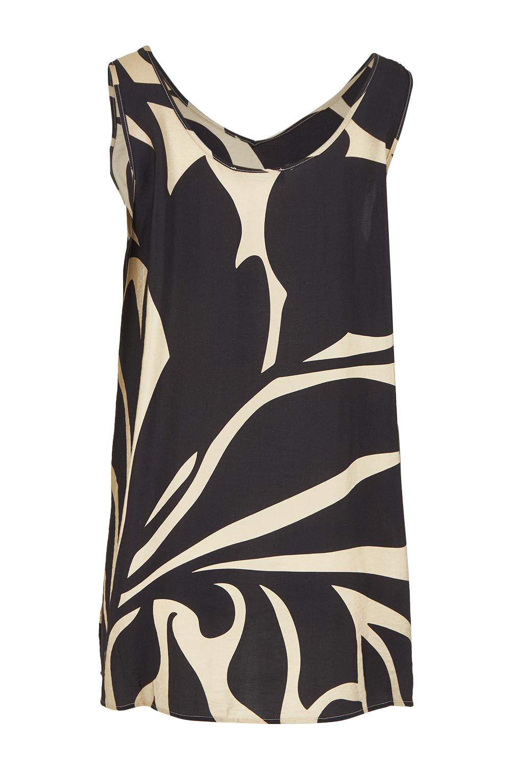 Product shot of the Lana Tunic Tank in colour Floral (Black), from the back