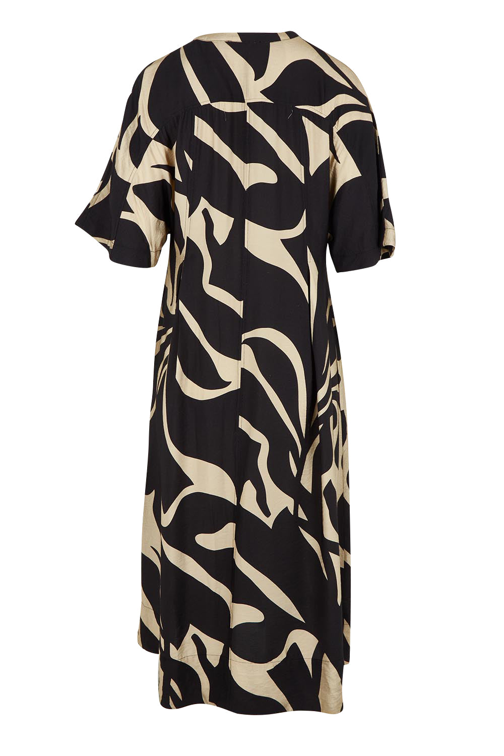 Product shot of the Camille Dress in colour Floral (Black), from the back