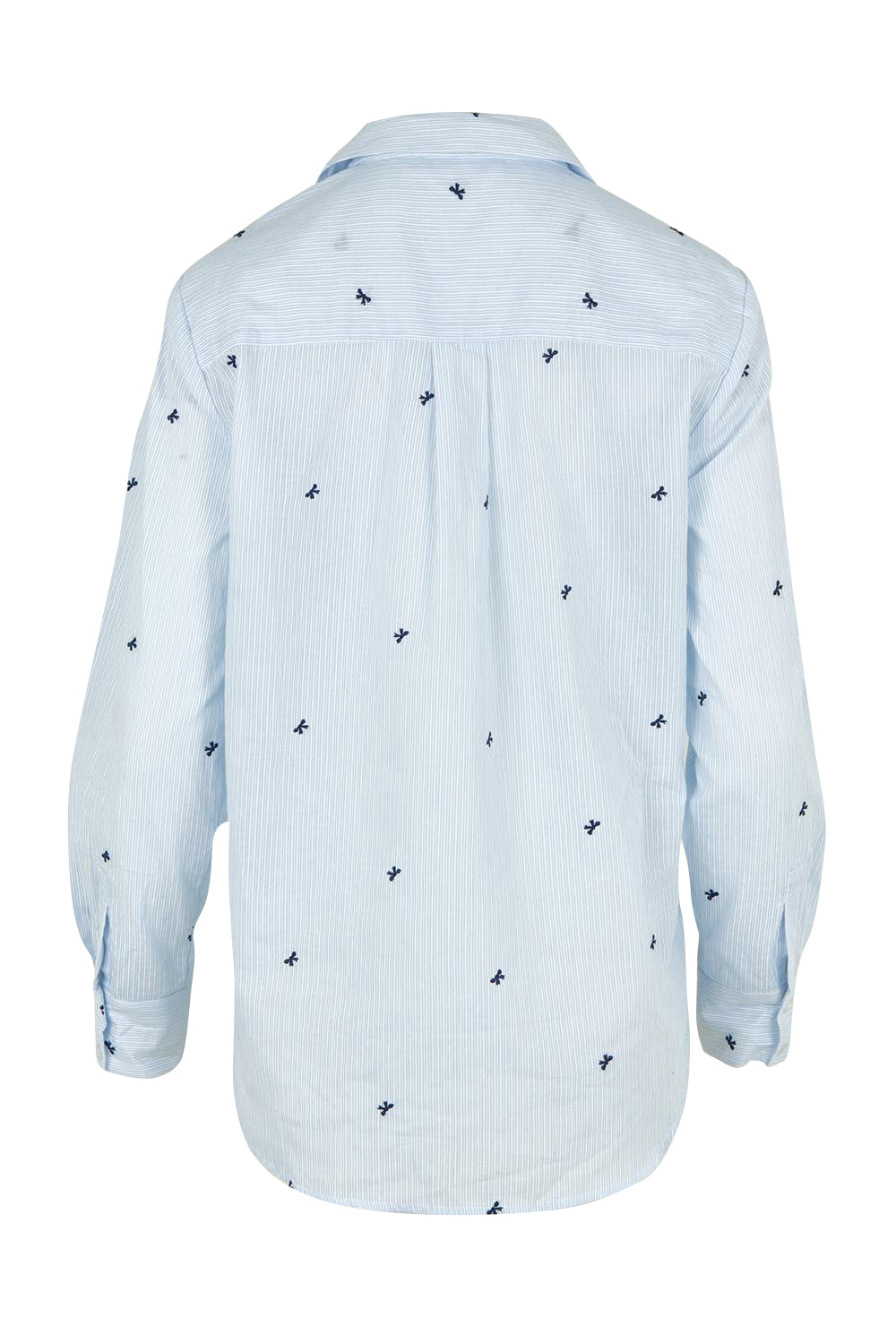 Product shot of the Reid Cotton Blend Shirt in colour Bowstripe (Blue), from the back