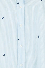 Product shot of the Reid Cotton Blend Shirt in colour Bowstripe (Blue), detail