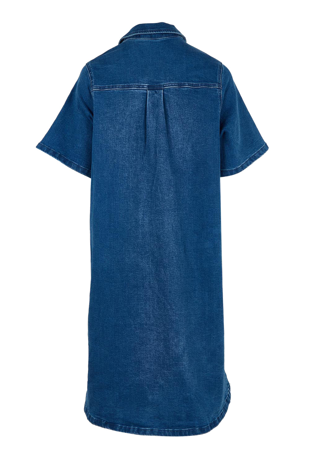 Product shot of the Shift Denim Shirt Dress in colour Dustyblue (Blue), from the back