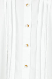 Product shot of the Lucille Lyocell Pleated Shirt in colour White (White), detail