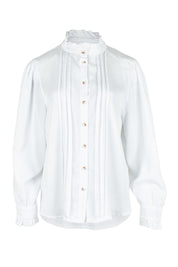 Product shot of the Lucille Lyocell Pleated Shirt in colour White (White), from the front