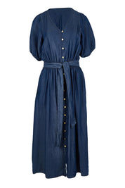 Product shot of the Lee Lyocell Dress in colour Darkblue (Blue), from the front