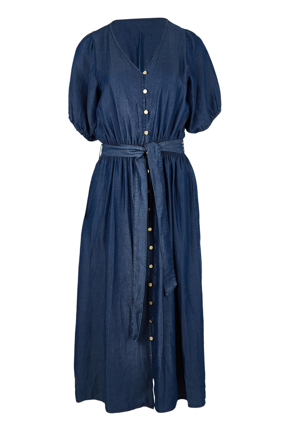 Product shot of the Lee Lyocell Dress in colour Darkblue (Blue), from the front