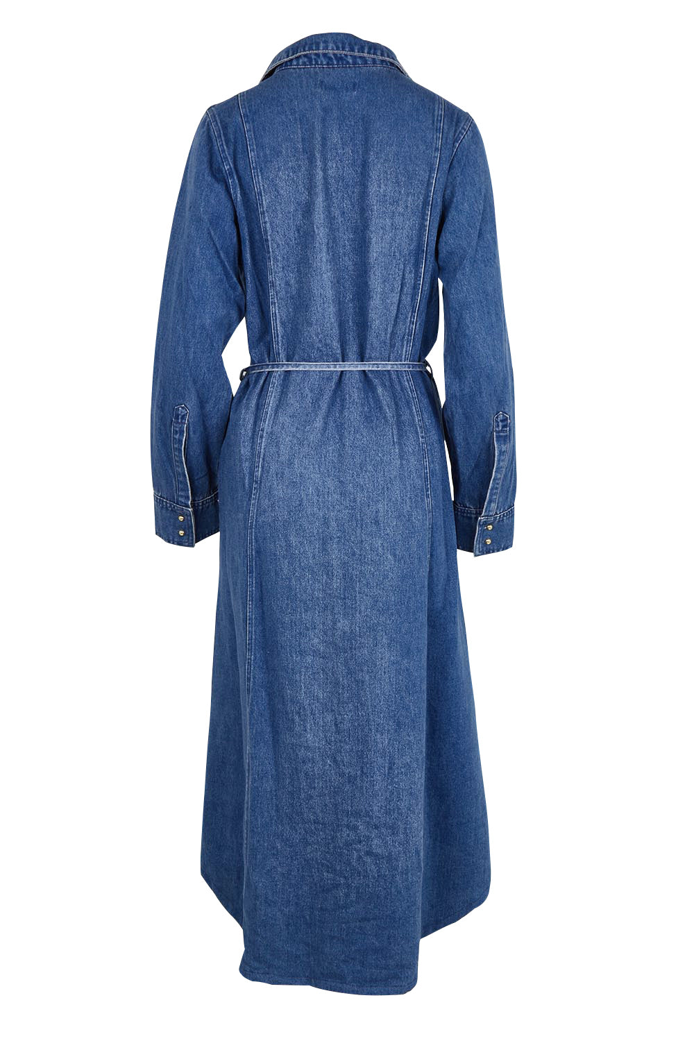 Product shot of the Nico Denim Dress – Midblue in colour Midblue, from the back
