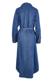 Product shot of the Nico Denim Dress – Midblue in colour Midblue, from the back