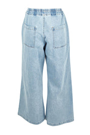 Product shot of the Quinn Stretch Jogger in colour Lightblue (Blue), from the back