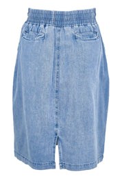 Product shot of the Quinn Cotton Skirt – Bluemed in colour Bluemed, from the back