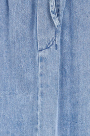 Product shot of the Quinn Cotton Skirt – Bluemed in colour Bluemed, showing detail