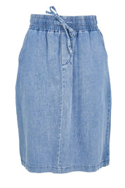 Product shot of the Quinn Cotton Skirt – Bluemed in colour Bluemed, from the front