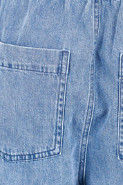 Product shot of the Quinn Cotton Short – Bluemed in colour Bluemed, showing detail