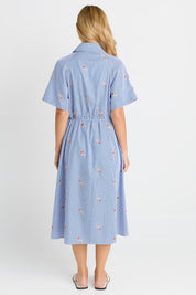 Model Genericm wearing size sample of the Shelley Shirt Dress – Stripe in colour Stripe, from the front