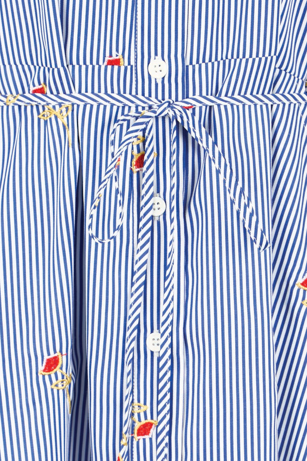 Product shot of the Shelley Shirt Dress – Stripe in colour Stripe, showing detail