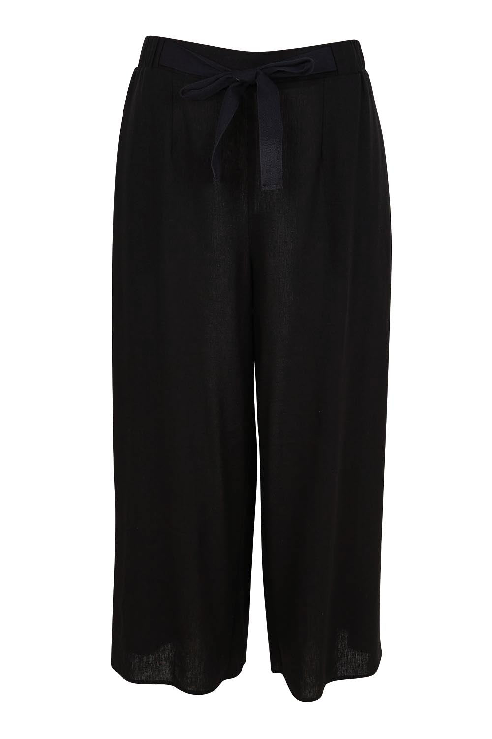 Product shot of the Bella Crop Pants – Black in colour Black, from the front