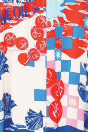 Product shot of the Sunset Dress – Mediterranean in colour Mediterranean, showing detail