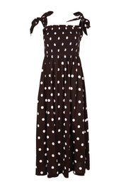 Product shot of the Shirred Maxi Dress – Pinkchoc in colour Pinkchoc, from the front