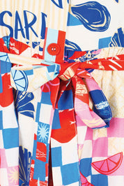 Product shot of the Palm Shirt Dress – Mediterranean in colour Mediterranean, showing detail