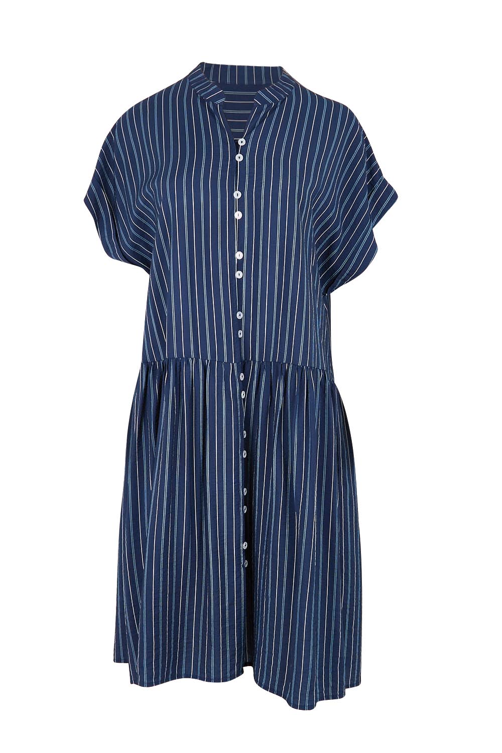 Product shot of the Sandy Dress – Blue in colour Blue, from the front