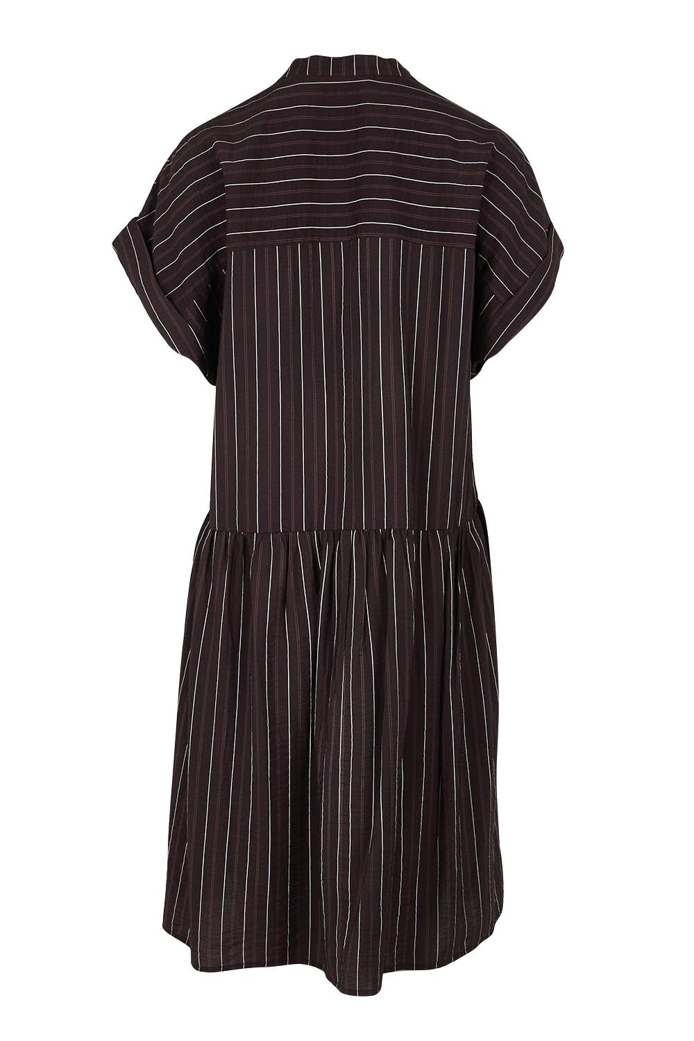Product shot of the Sandy Dress – Brown in colour Brown, from the back