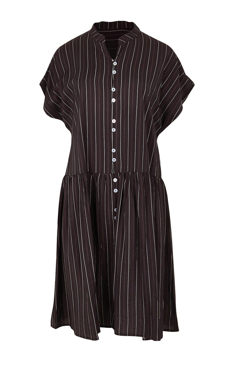 Product shot of the Sandy Dress – Brown in colour Brown, from the front