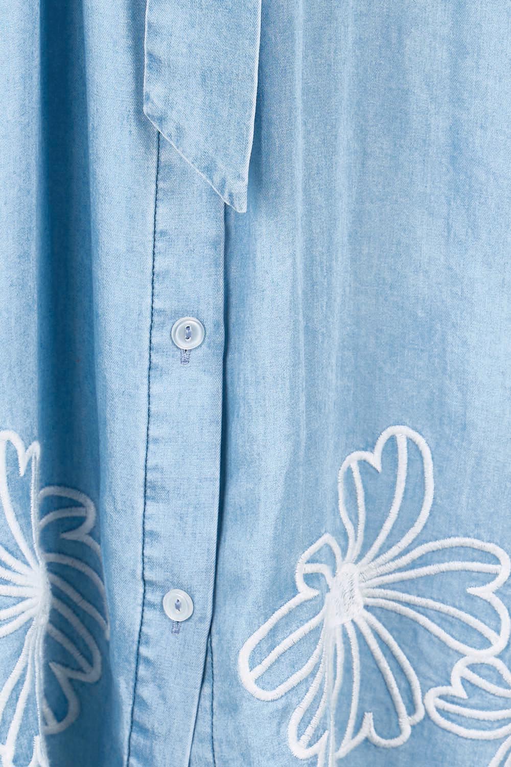 Product shot of the Emmy Shirt Dress – Midwash in colour Midwash, showing detail