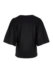 Product shot of the Bianca Broderie T-Shirt – Black in colour Black, from the back