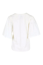 Product shot of the Bianca Broderie T-Shirt – White in colour White, from the back