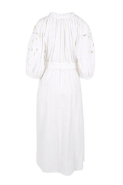 Product shot of the Daisy Broderie Dress - White in colour White, from the back