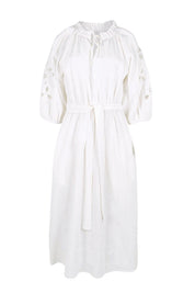 Product shot of the Nia Dress – White in colour White, from the front
