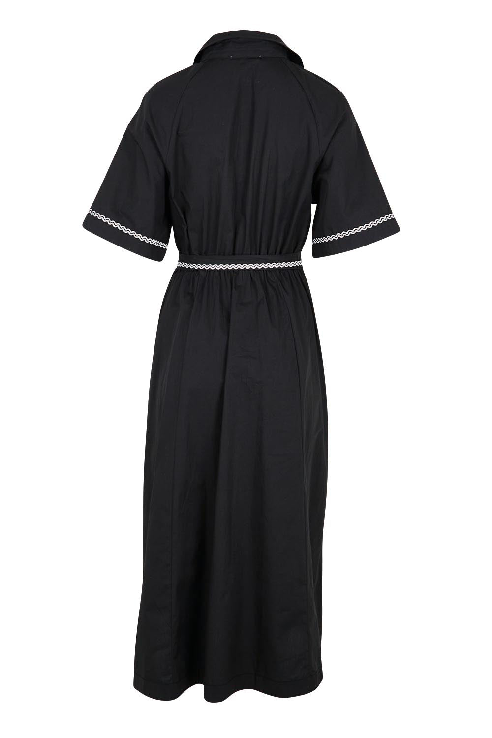 Product shot of the Lucy Shirt Dress – Black in colour Black, from the back