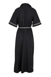 Product shot of the Lucy Shirt Dress – Black in colour Black, from the back