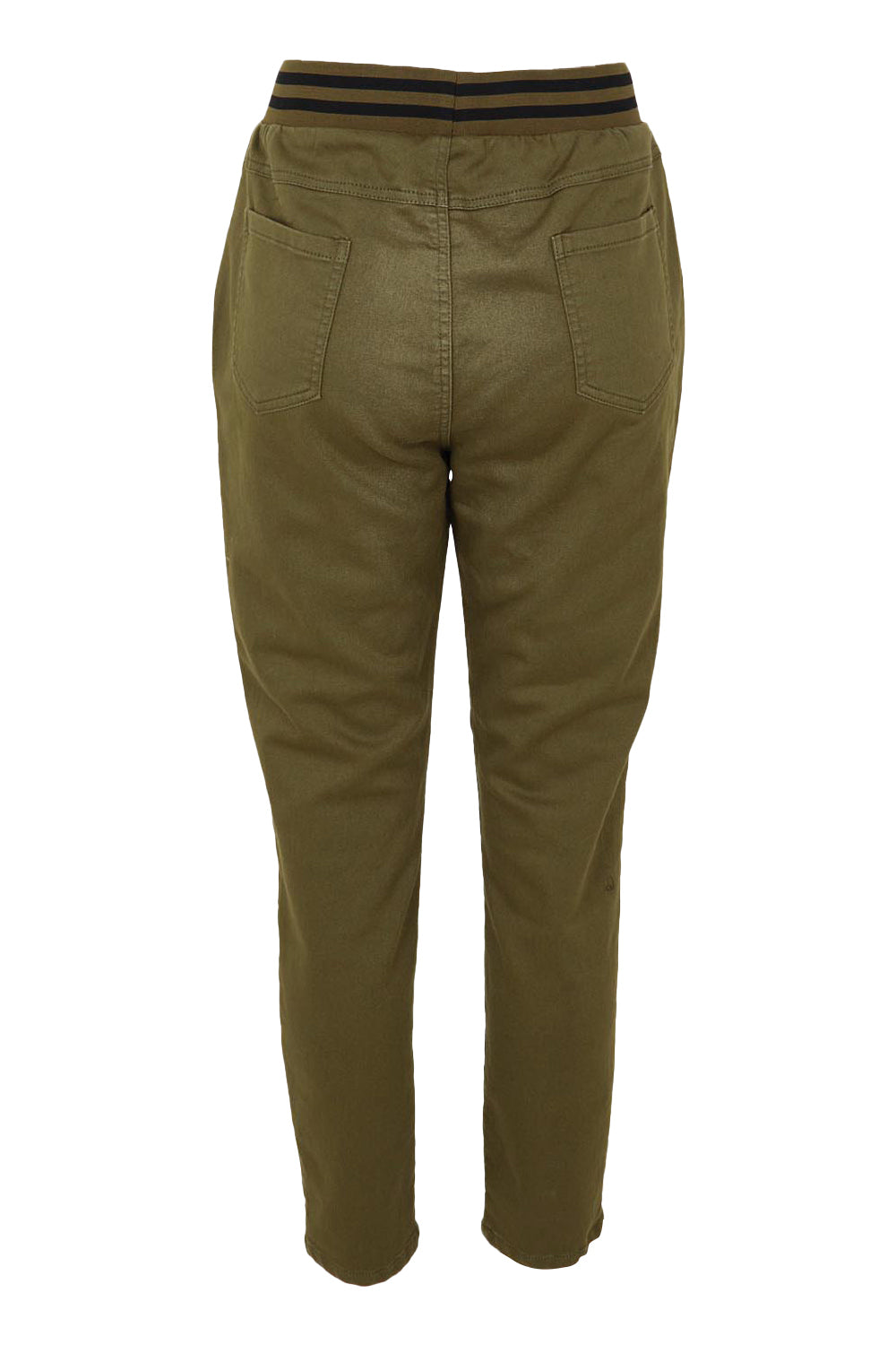 Product shot of the Dakota Denim Pant in colour Khaki (Green), from the back