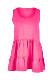 Product shot of the Andie Top in colour Flamingo (Pink), from the front