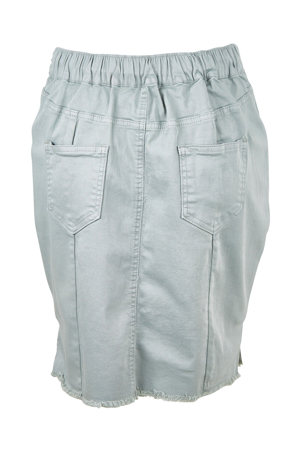 Product shot of the Aston Skirt in colour Sage (Green), from the back