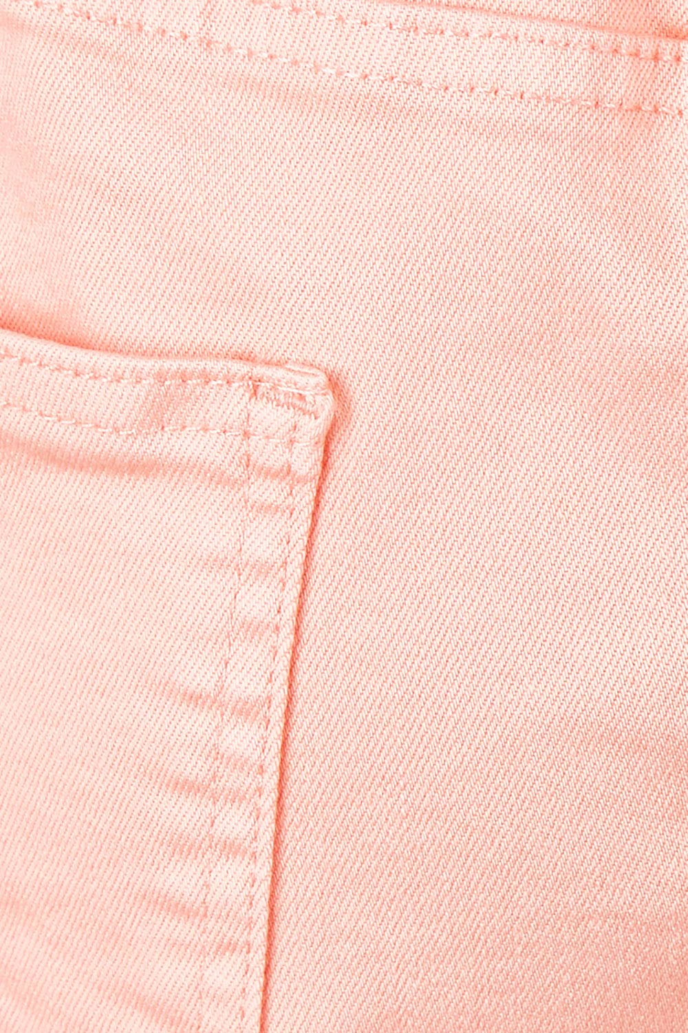 Product shot of the Debbie Denim Jogger Shorts in colour Peachpink (Pink), detail