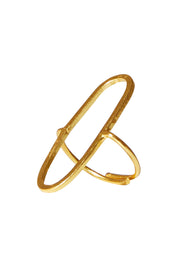 Product shot of the Adjustable Brass Oval Ring in colour Goldbrass (Metallics), from the front